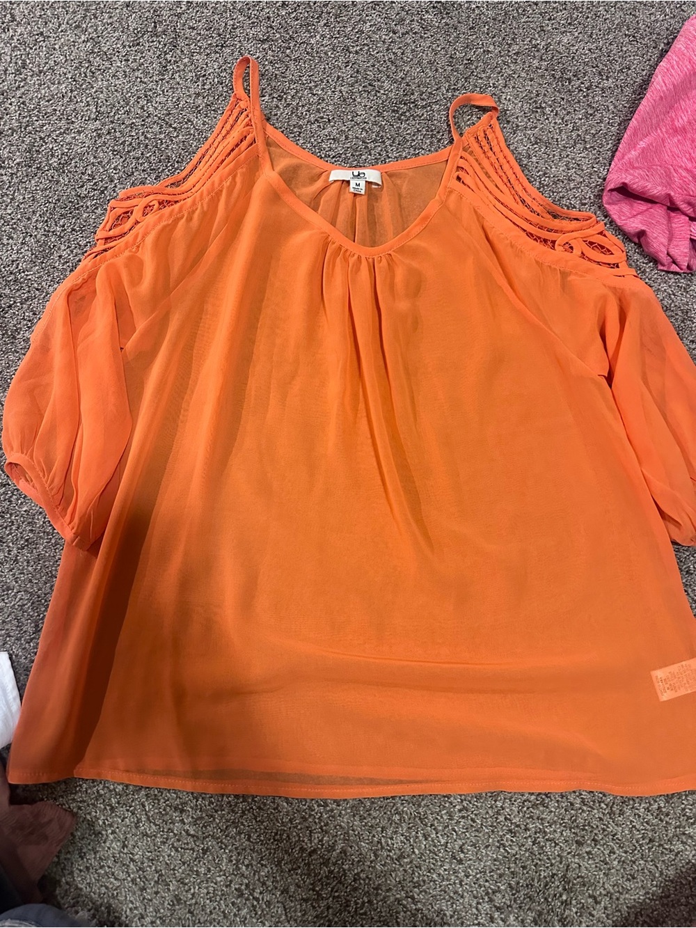 Women's Orange Cold-Shoulder Blouse - Lightweight Summer Top